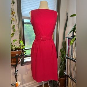 Vintage Stacy Ames size 8 Raspberry/ Rose Red sheath dress. Excellent condition
